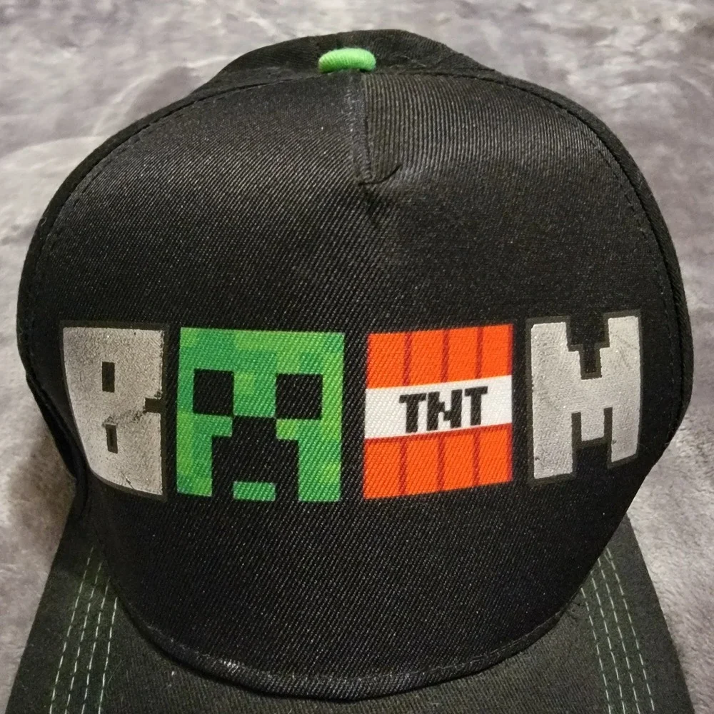Minecraft Snapback Hat Kids OSFM Black Excellent Creeper TNT 